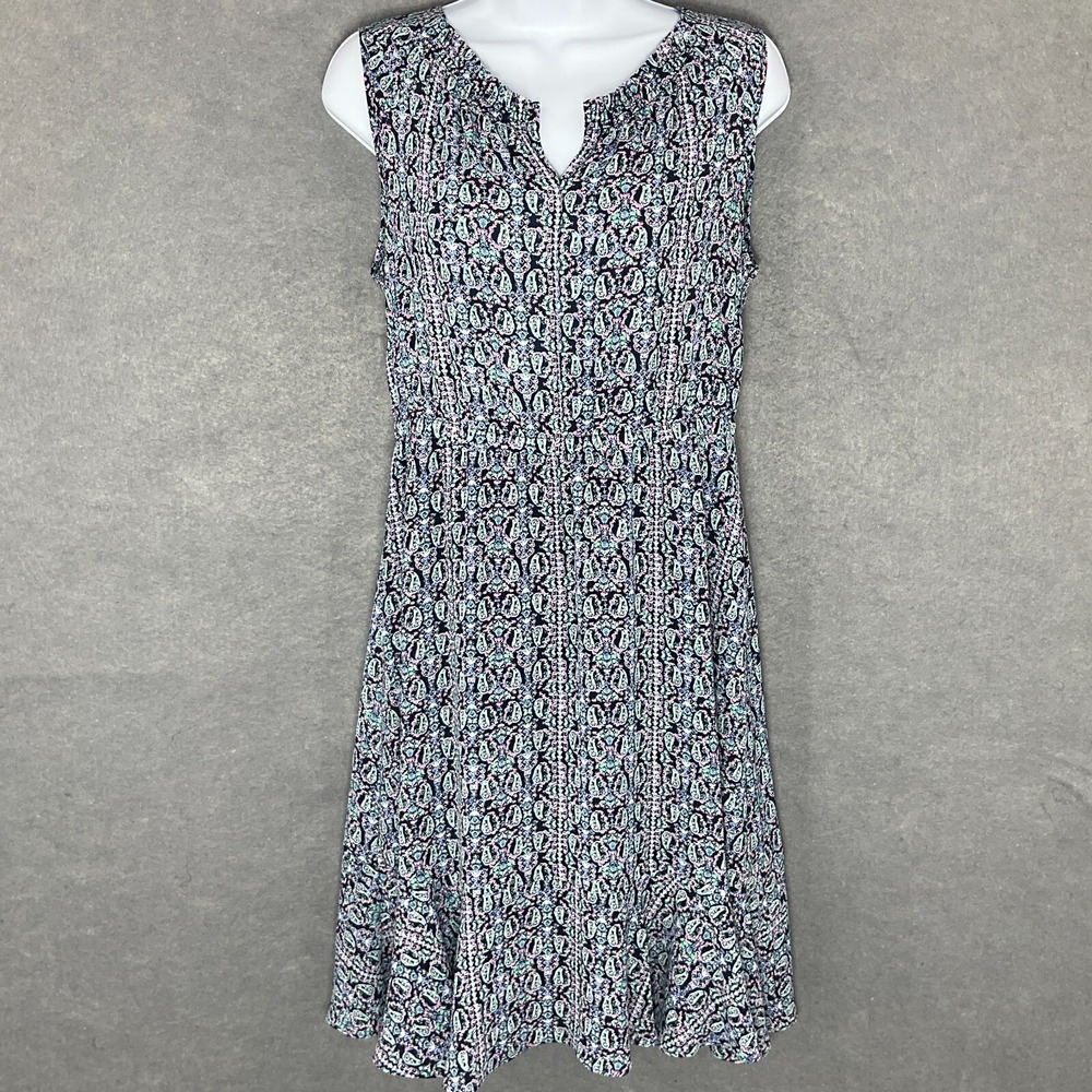 Talbots Dress Women Petites 6 Paisley Flutter Hem‎ Sleeveless V-Neck Flowy